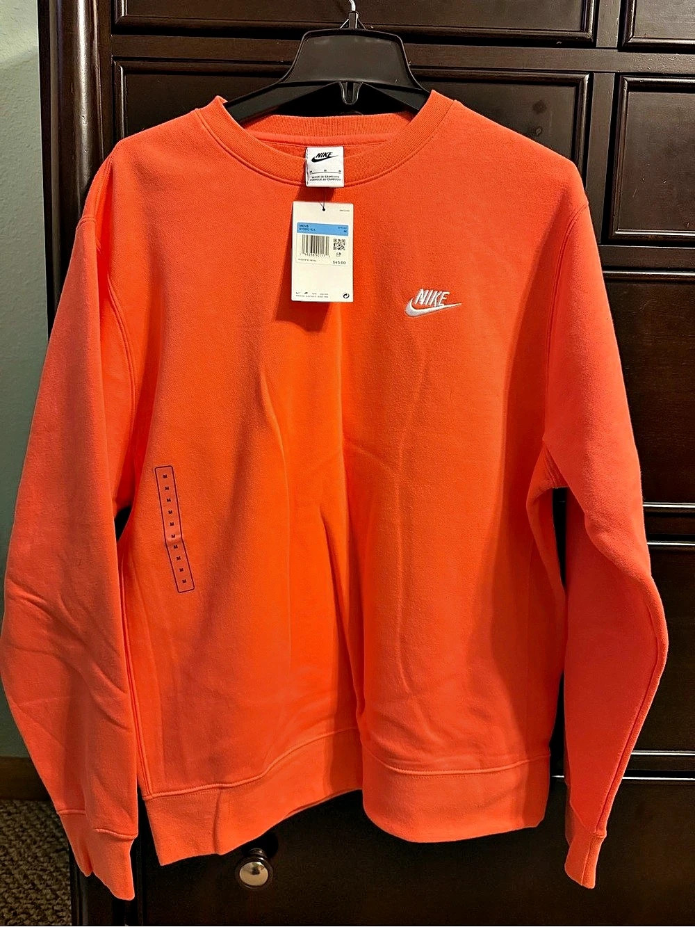 Nike Sportswear Club Fleece Crewneck Sweatshirt Orange Men's Medium
